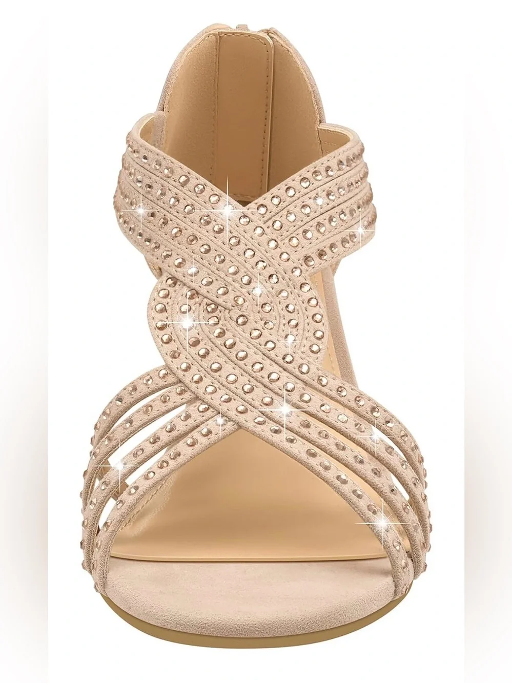 Women’s Nude Rhinestone Wedge Sandals Size 10 New